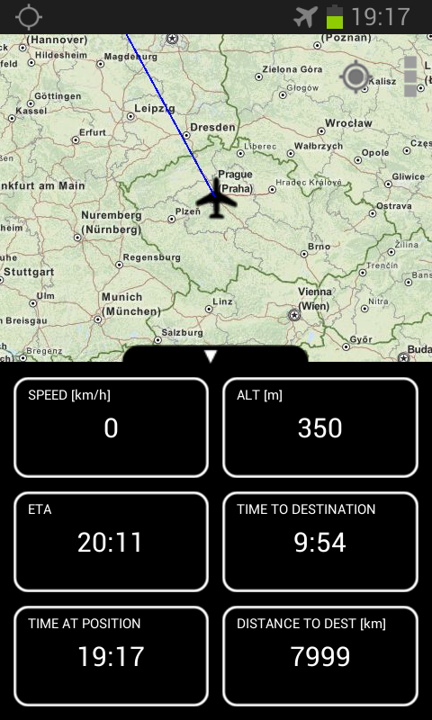 Map view with flight data panel